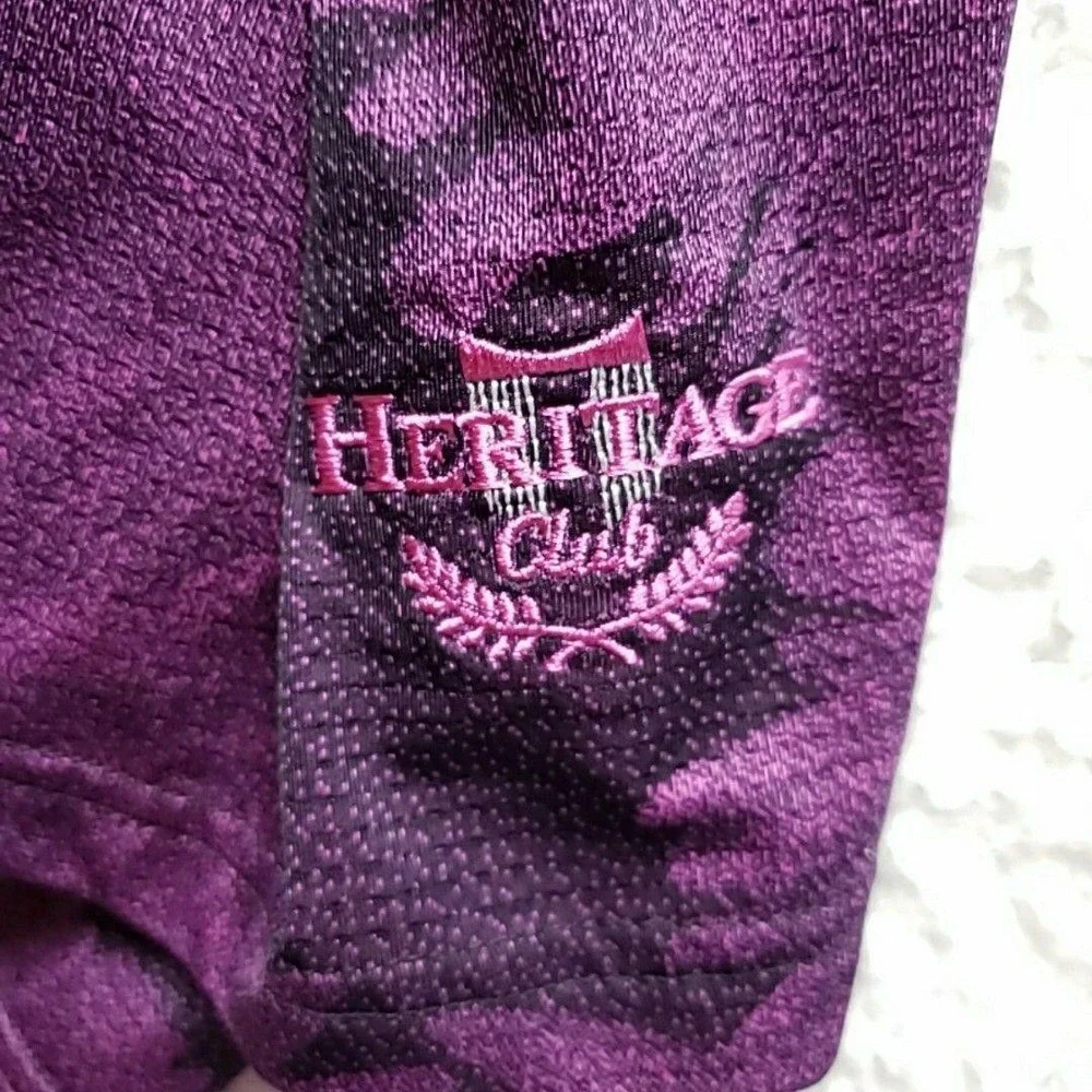 Adidas Golf Polo Shirt Mens L Purple Graphic Heritage Club Logo Knit Top